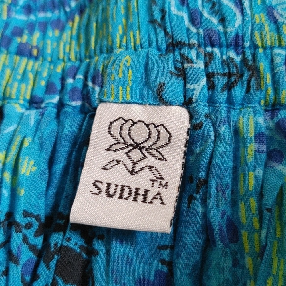 SUDHA Cotton Full Skirt Elastic Waist in Blue Size M - Picture 2 of 13